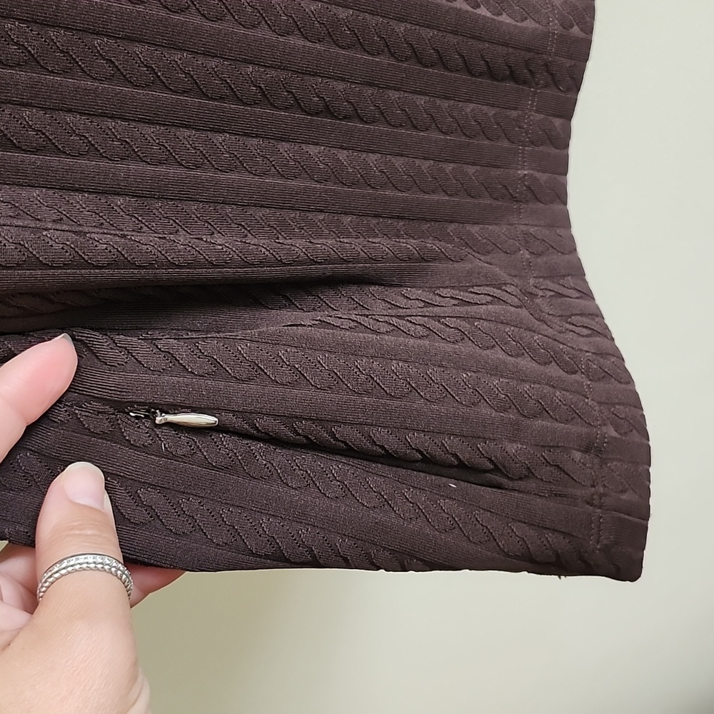 Lucy Chocolate Brown Cable Knit Full-Zip Jacket Activewear - Picture 4 of 7